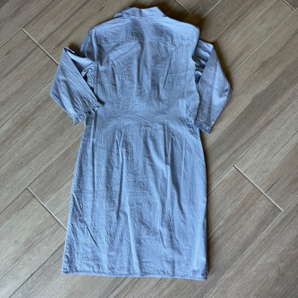 Talbots Blue & White Striped Long Sleeve Button-Down Dress - Women's 8 - Picture 4 of 4